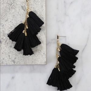 Black/Gold Tassel Earrings